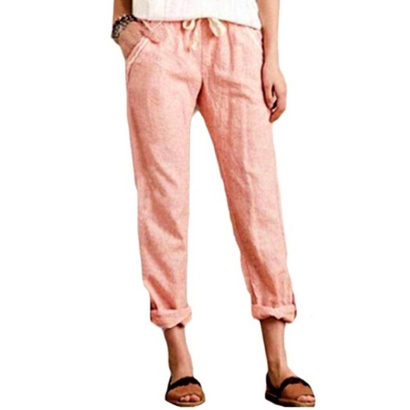 Victoria's Secret Pants - VICTORIA’s SECRET Linen Blend Drawstring Pants in Peachy Pink Size 12